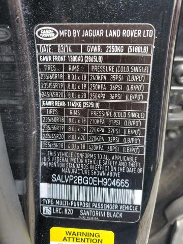 VIN SALVP2BG0EH904665 2014 Land Rover Range Rover,... no.12