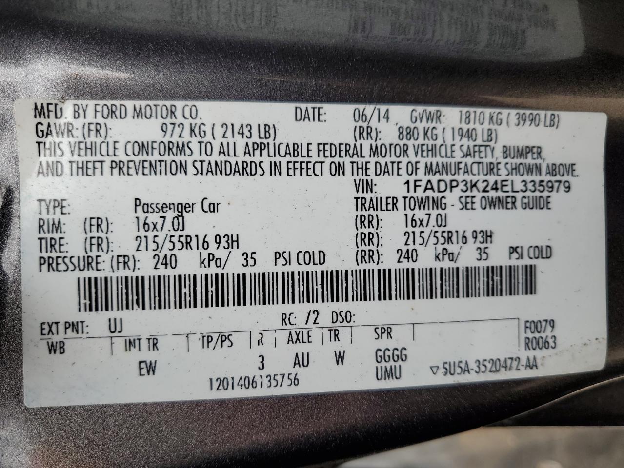 1FADP3K24EL335979 2014 Ford Focus Se