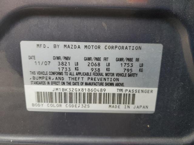 2008 Mazda 3 I VIN: JM1BK32GX81860489 Lot: 39199136