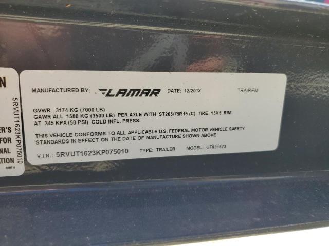 Lot #2457035505 2019 LAMR TRAILER salvage car