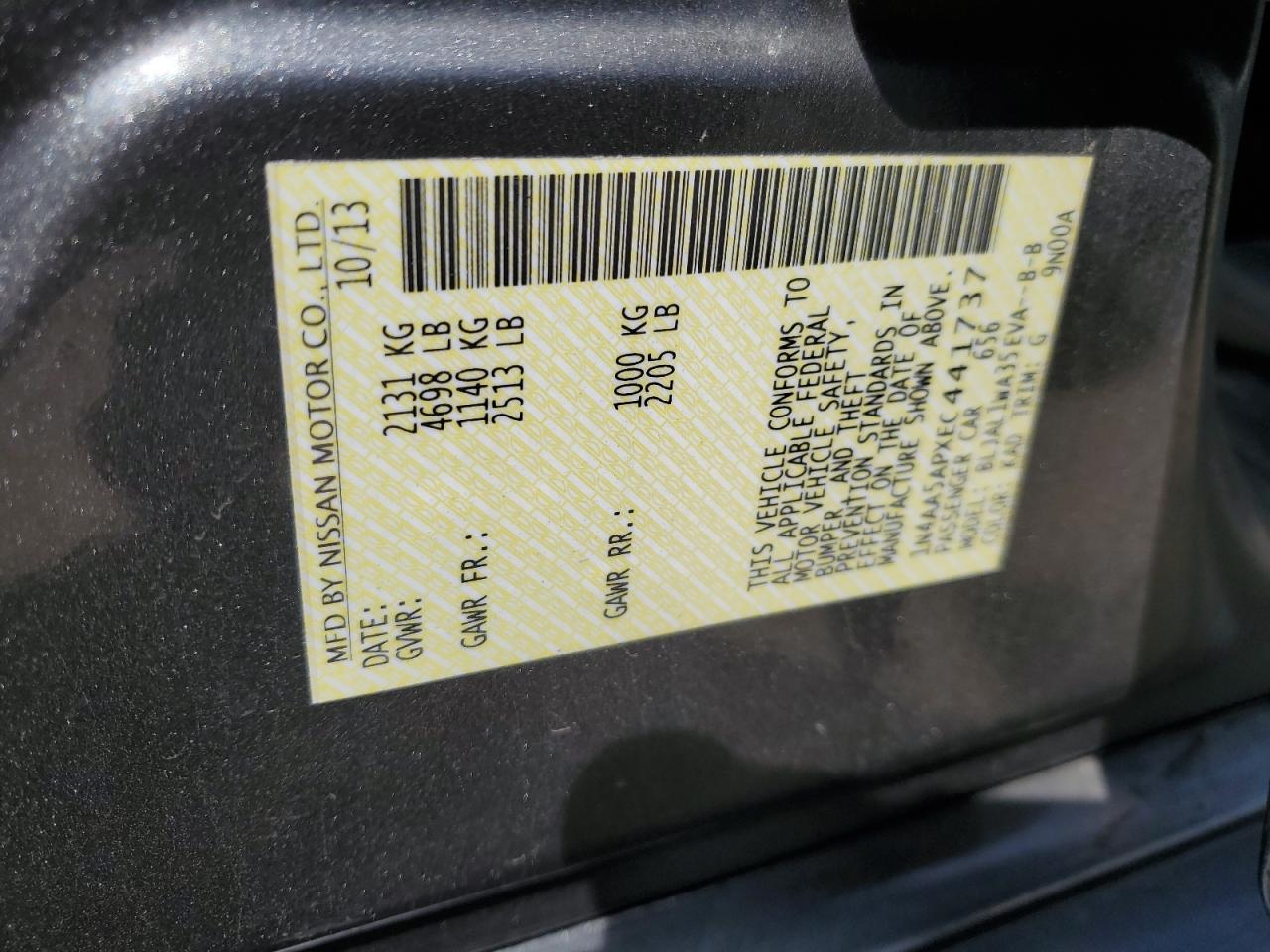 1N4AA5APXEC441737 2014 Nissan Maxima S