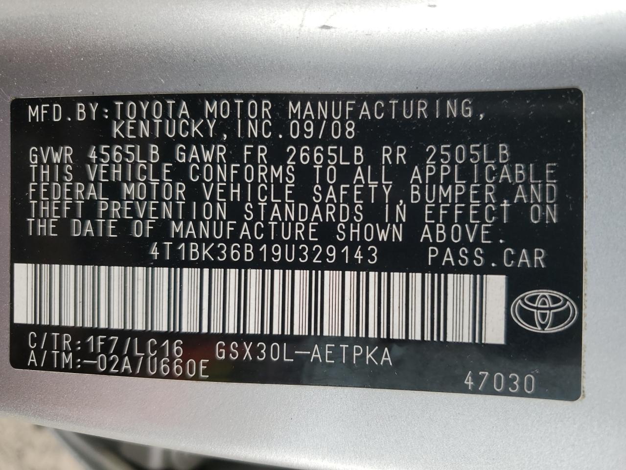 4T1BK36B19U329143 2009 Toyota Avalon Xl