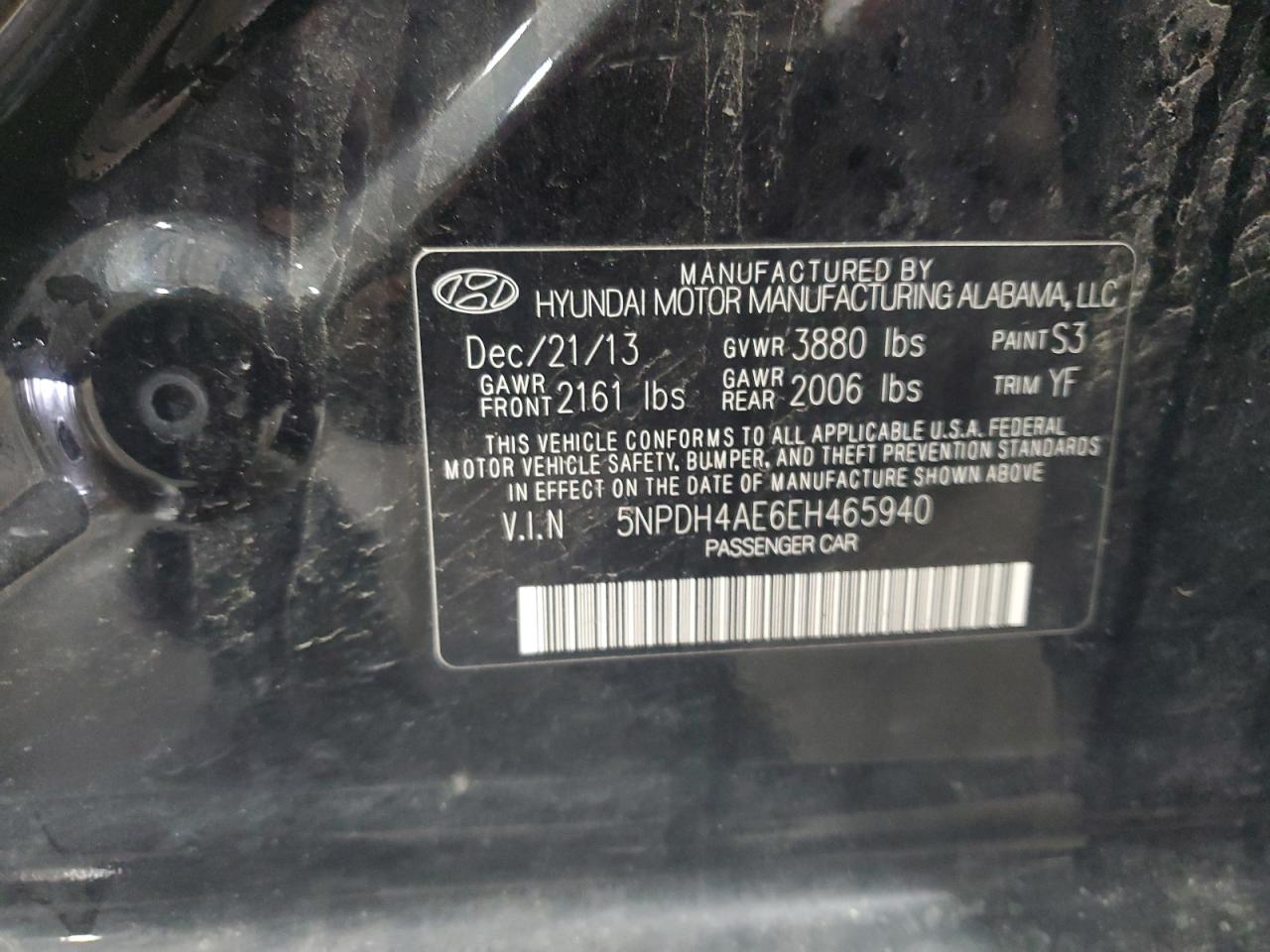 5NPDH4AE6EH465940 2014 Hyundai Elantra Se