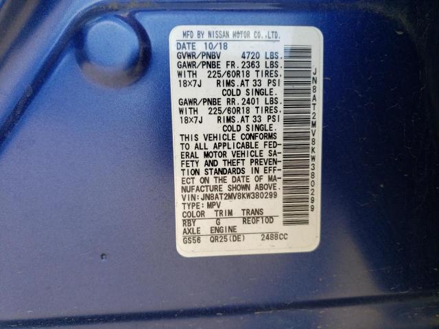 2019 Nissan Rogue S VIN: JN8AT2MV8KW380299 Lot: 51097094