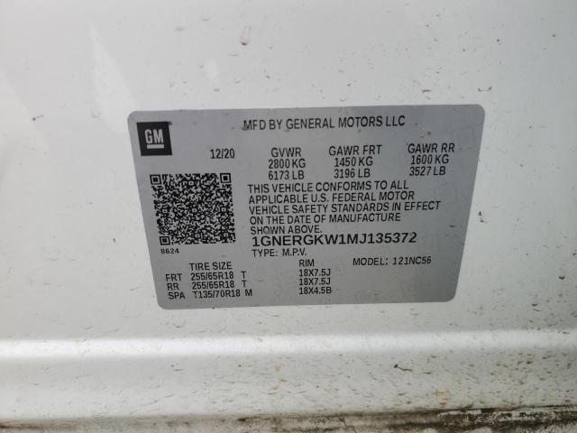 1GNERGKW1MJ135372 Chevrolet Traverse L 12