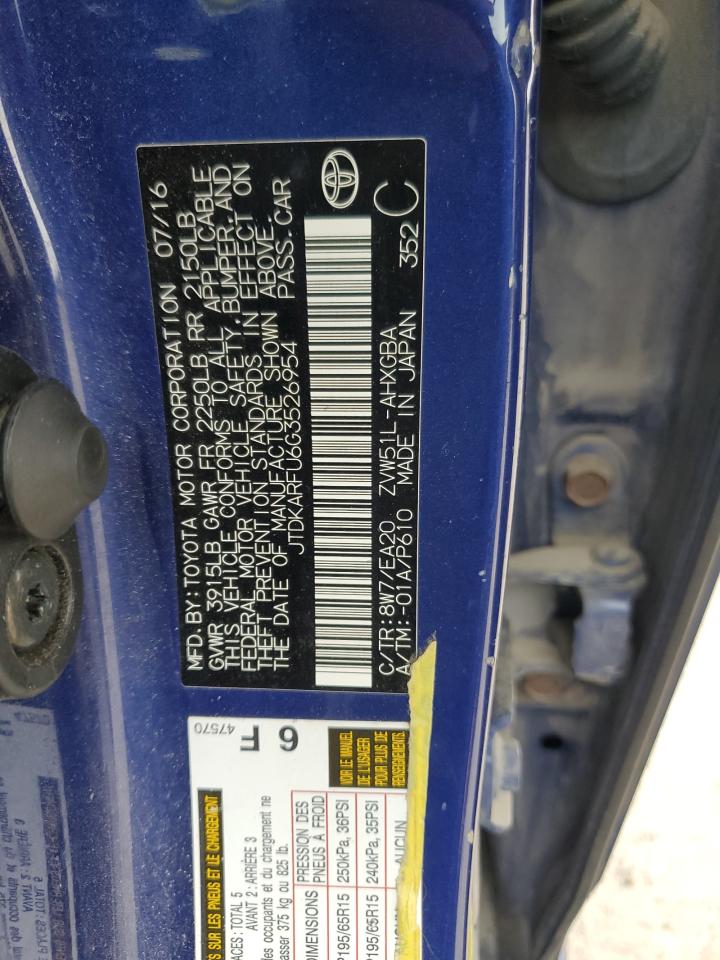 JTDKARFU6G3526954 2016 Toyota Prius