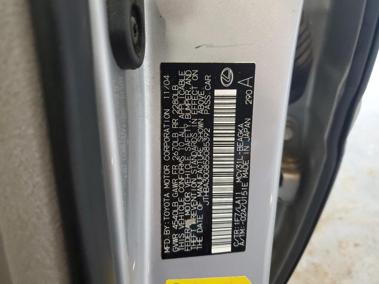 JTHBA30G855085392 2005 Lexus Es 330