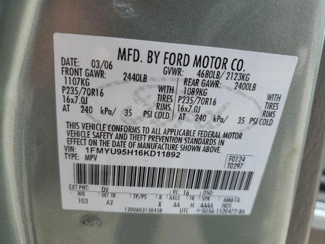 2006 Ford Escape Hev VIN: 1FMYU95H16KD11892 Lot: 50697454