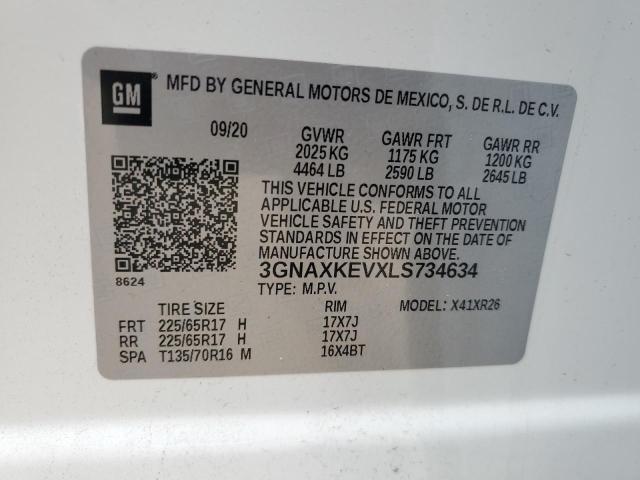 2020 Chevrolet Equinox Lt VIN: 3GNAXKEVXLS734634 Lot: 50117394