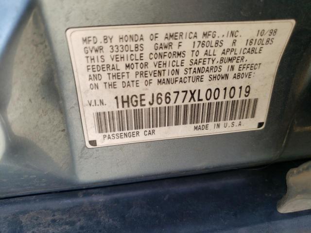 1999 Honda Civic Lx VIN: 1HGEJ6677XL001019 Lot: 49962434