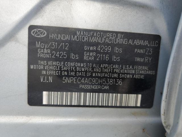 2013 Hyundai Sonata Se VIN: 5NPEC4AC9DH538136 Lot: 52552024