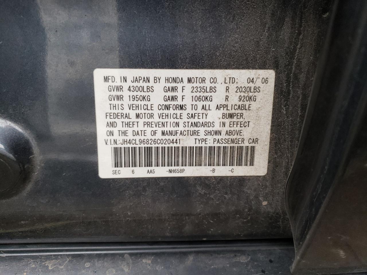 JH4CL96826C020441 2006 Acura Tsx