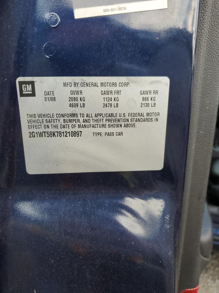 2G1WT58K781210897 2008 Chevrolet Impala Lt