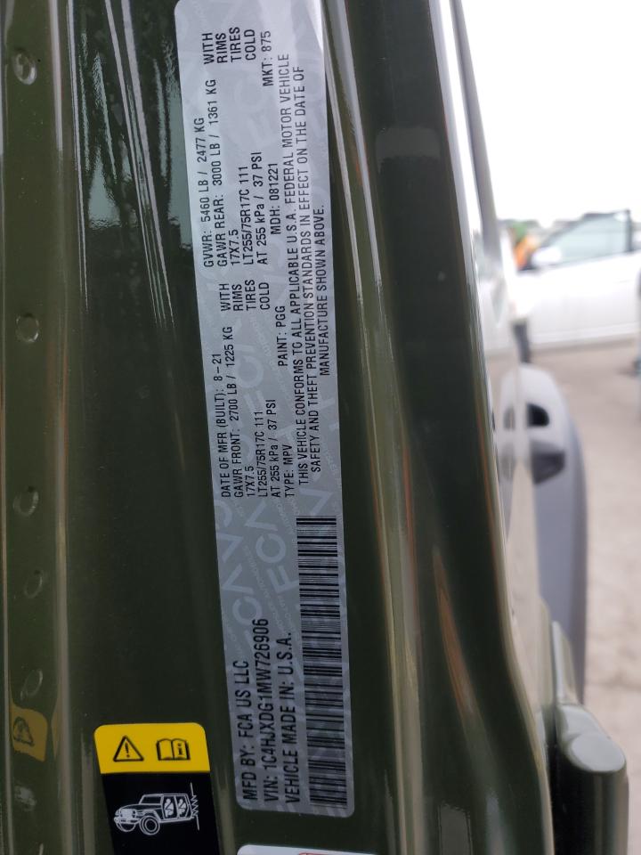 1C4HJXDG1MW726906 2021 Jeep Wrangler Unlimited Sport