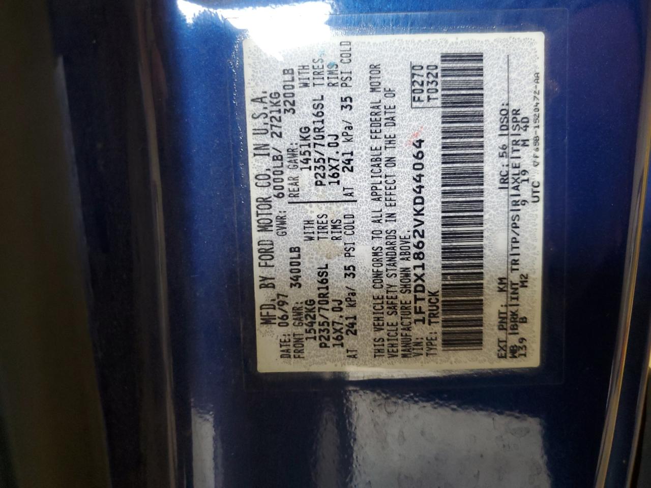 1FTDX1862VKD44064 1997 Ford F150