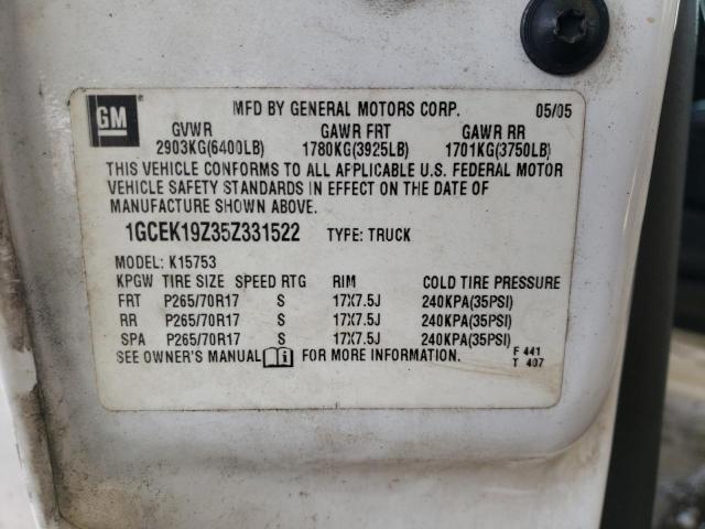 2005 Chevrolet Silverado K1500 VIN: 1GCEK19Z35Z331522 Lot: 48711754