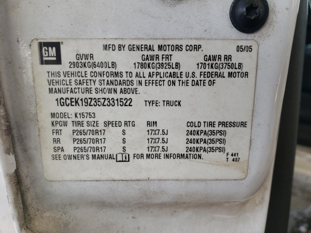 1GCEK19Z35Z331522 2005 Chevrolet Silverado K1500