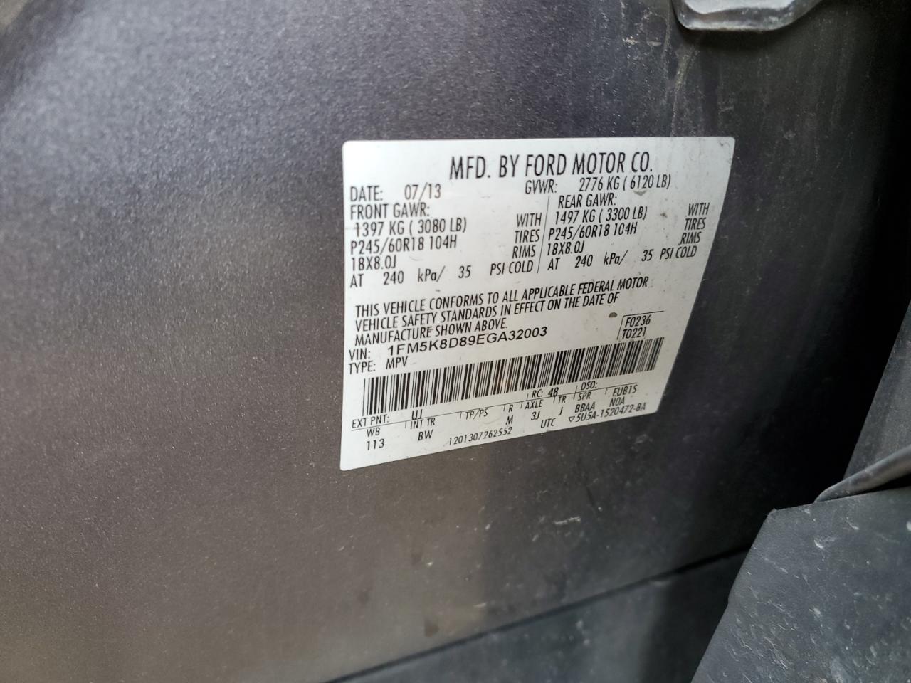 1FM5K8D89EGA32003 2014 Ford Explorer Xlt