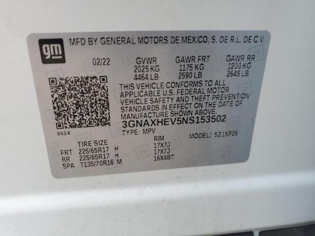 2022 Chevrolet Equinox Ls VIN: 3GNAXHEV5NS153502 Lot: 52225154