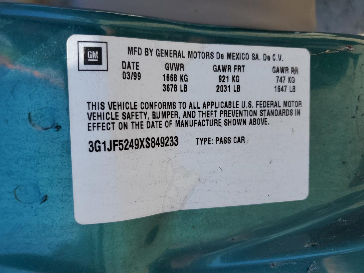 3G1JF5249XS849233 1999 Chevrolet Cavalier Ls