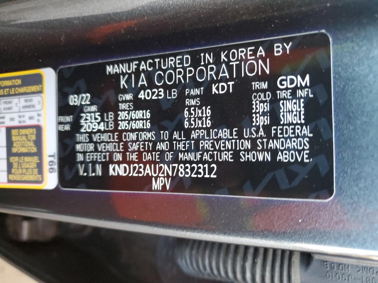 KNDJ23AU2N7832312 2022 Kia Soul Lx