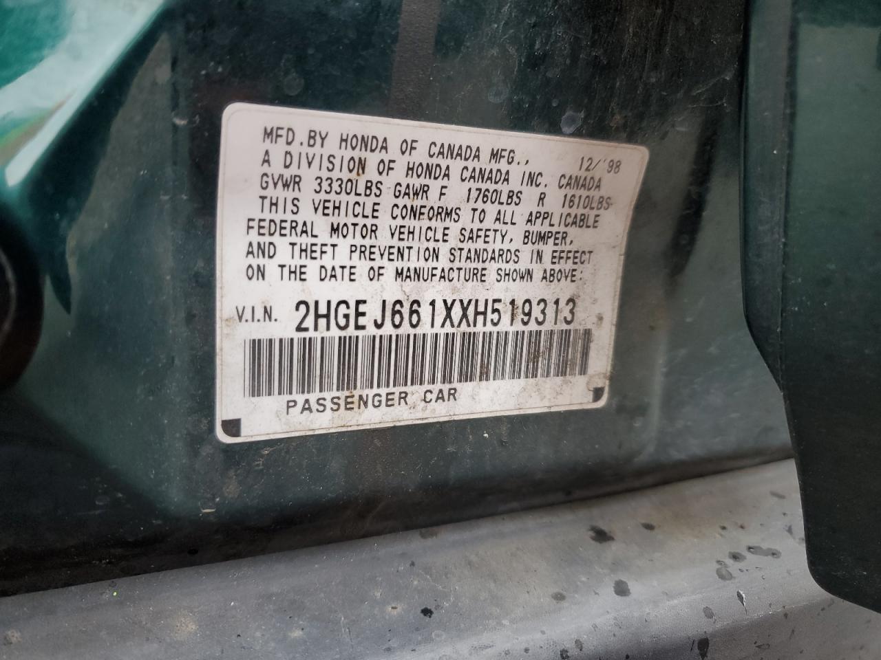 2HGEJ661XXH519313 1999 Honda Civic Base