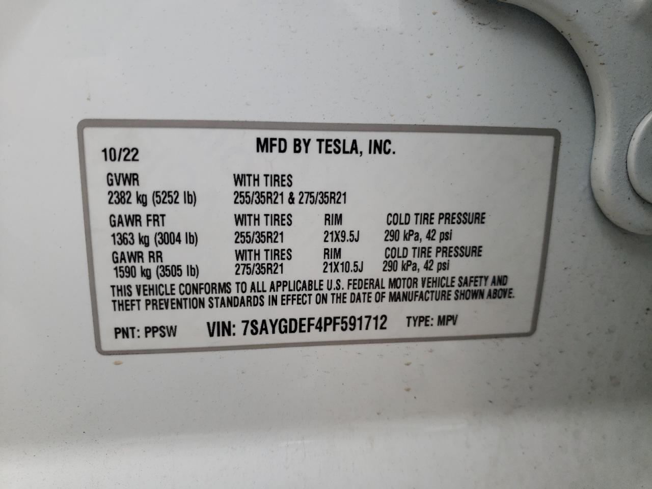 7SAYGDEF4PF591712 2023 Tesla Model Y