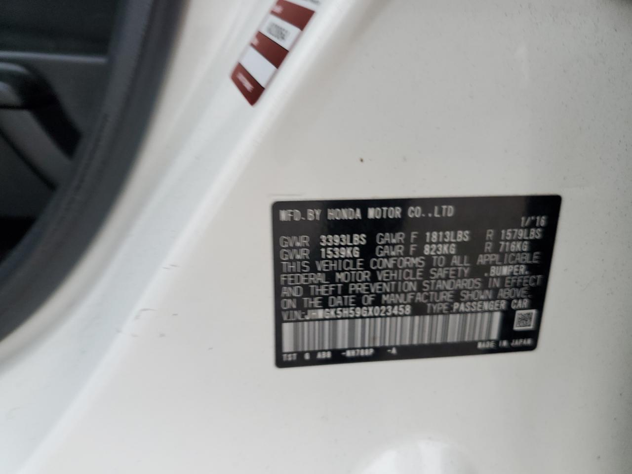 2016 Honda Fit Lx vin: JHMGK5H59GX023458