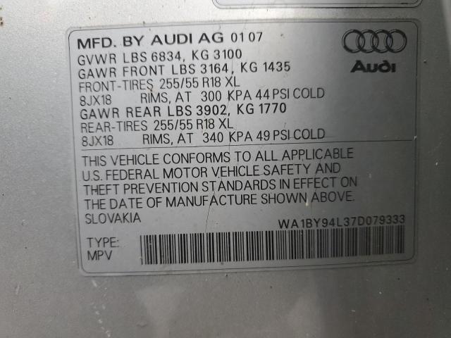 2007 Audi Q7 3.6 Quattro Premium VIN: WA1BY94L37D079333 Lot: 49284674