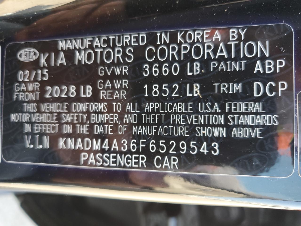 KNADM4A36F6529543 2015 Kia Rio Lx