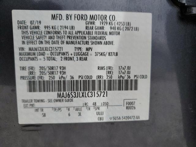 2020 Ford Ecosport Ses VIN: MAJ6S3JLXLC315721 Lot: 52164714