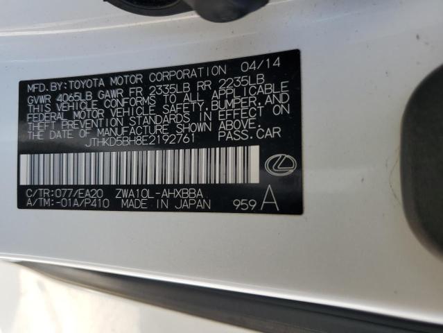 2014 Lexus Ct 200 VIN: JTHKD5BH8E2192761 Lot: 49439924