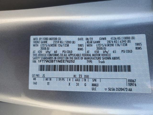 2022 Ford F250 Super Duty VIN: 1FT7W2BT1NEE76252 Lot: 51914704