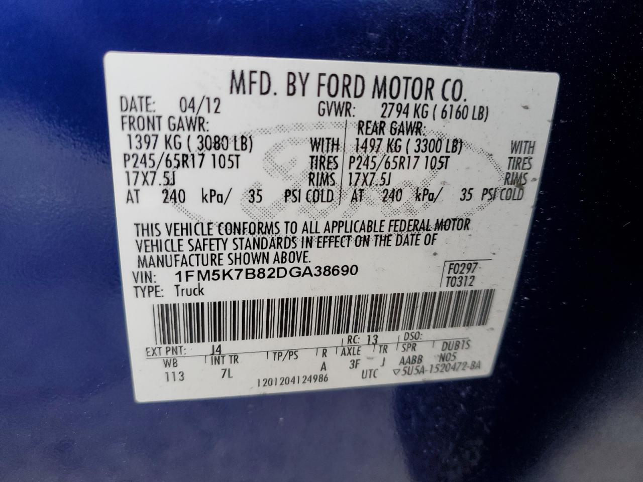 1FM5K7B82DGA38690 2013 Ford Explorer