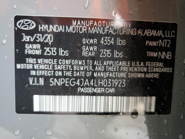 2020 Hyundai Sonata Se VIN: 5NPEG4JA4LH031923 Lot: 51483034