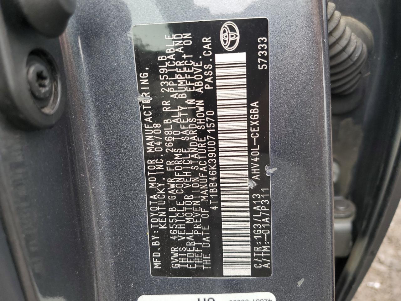 4T1BB46K39U071570 2009 Toyota Camry Hybrid