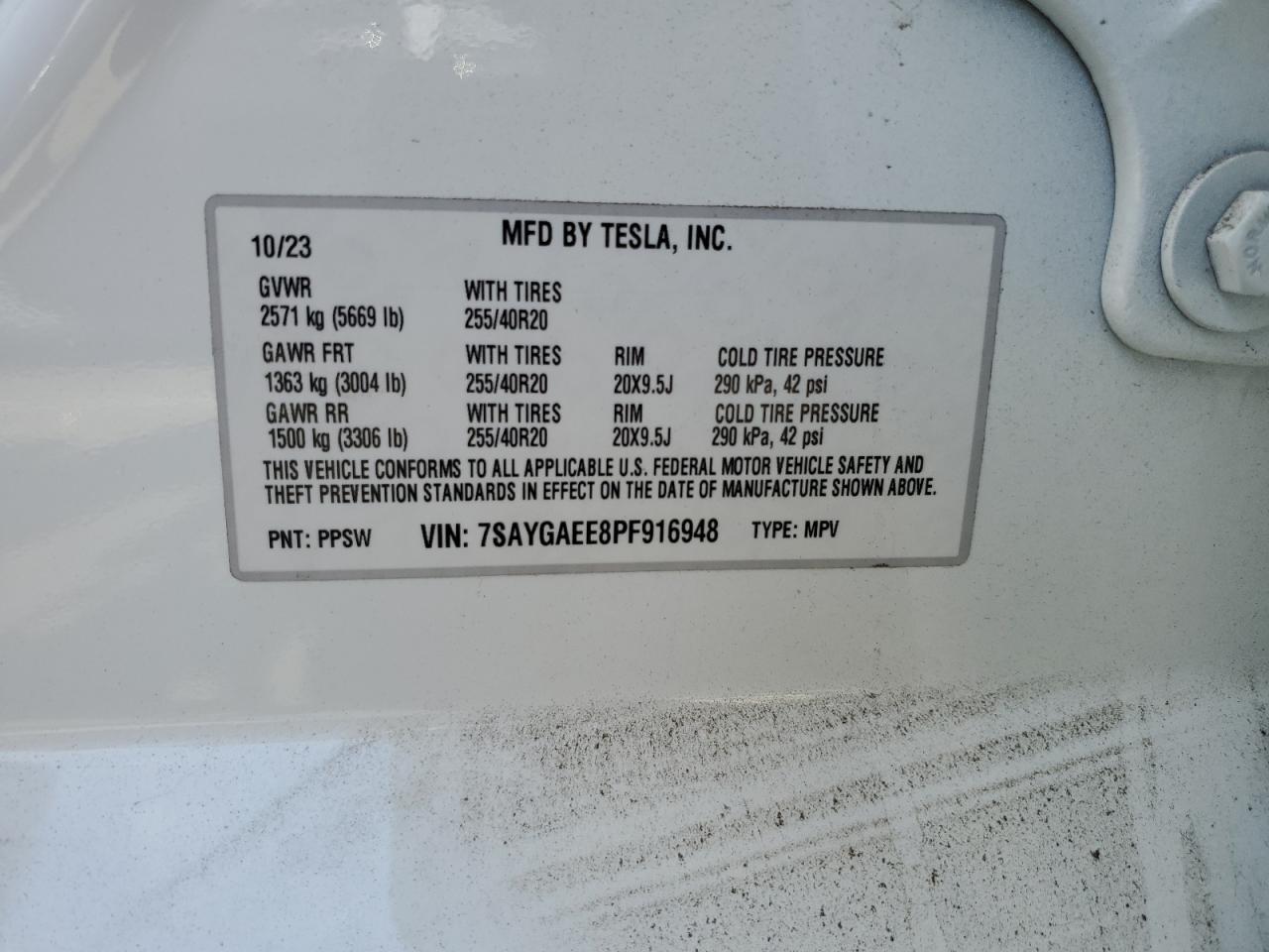 7SAYGAEE8PF916948 2023 Tesla Model Y