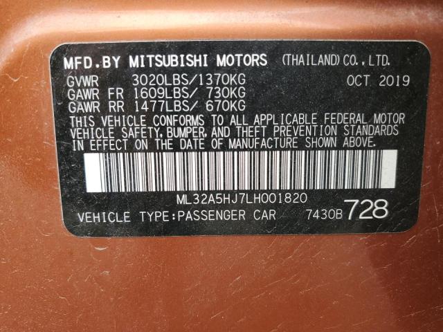 2020 MITSUBISHI MIRAGE LE ML32A5HJ7LH001820