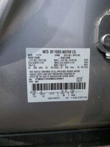 2021 Ford Explorer Xlt VIN: 1FMSK7DH9MGC09841 Lot: 52161414