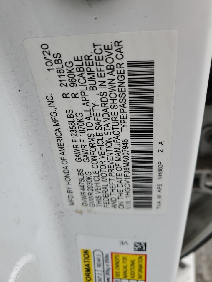 1HGCV1F36MA007946 2021 Honda Accord Sport