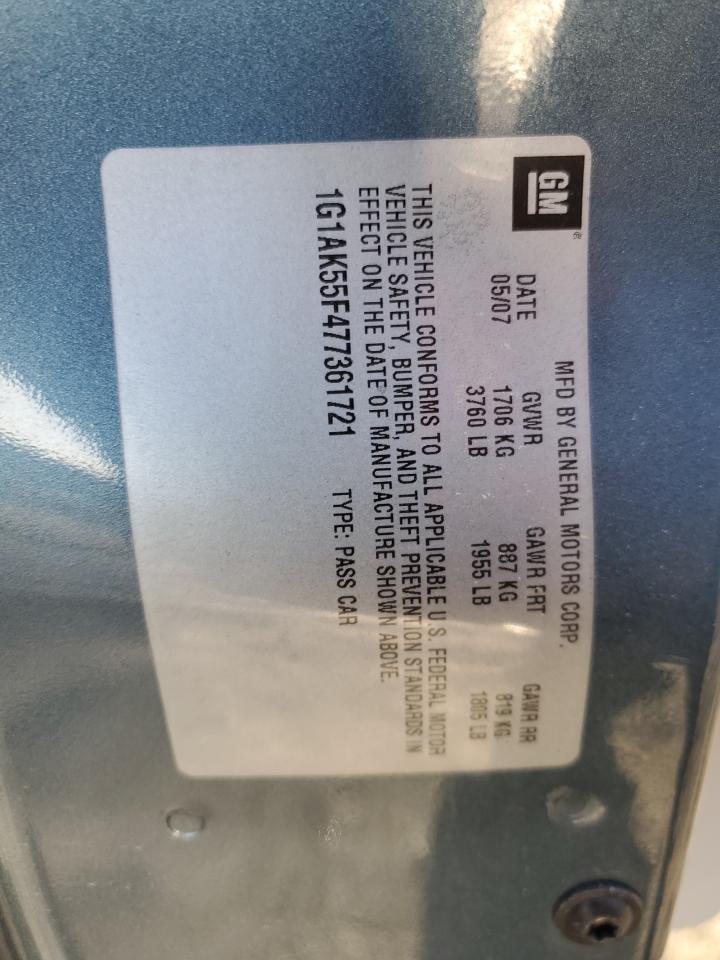 1G1AK55F477361721 2007 Chevrolet Cobalt Ls