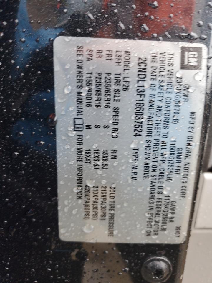 2CNDL13F186037524 2008 Chevrolet Equinox Ls