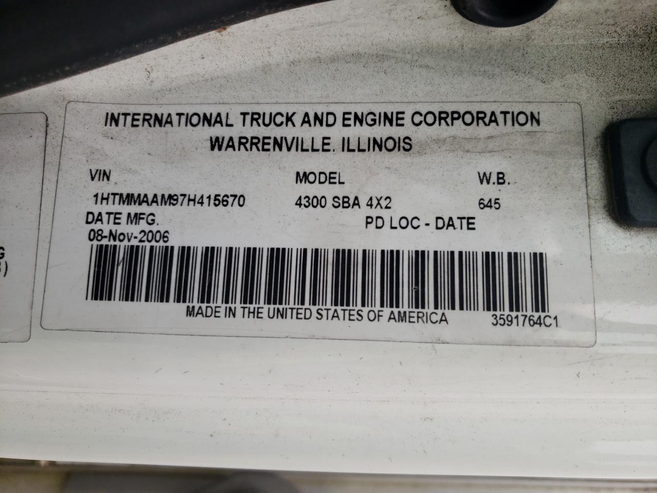 1HTMMAAM97H415670 2007 International 4000 4300