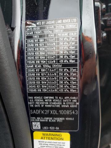 2020 JAGUAR E-PACE SADFK2FX0L1008543
