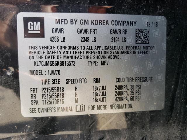 2019 CHEVROLET TRAX PREMI KL7CJMSB6KB813573