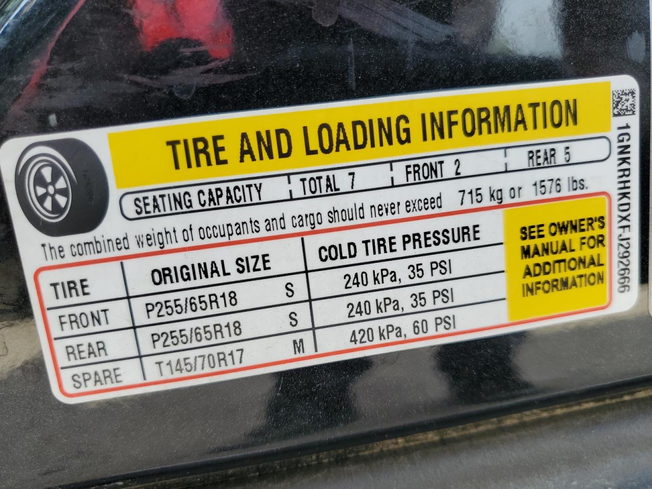 1GNKRHKDXFJ292666 2015 Chevrolet Traverse Lt