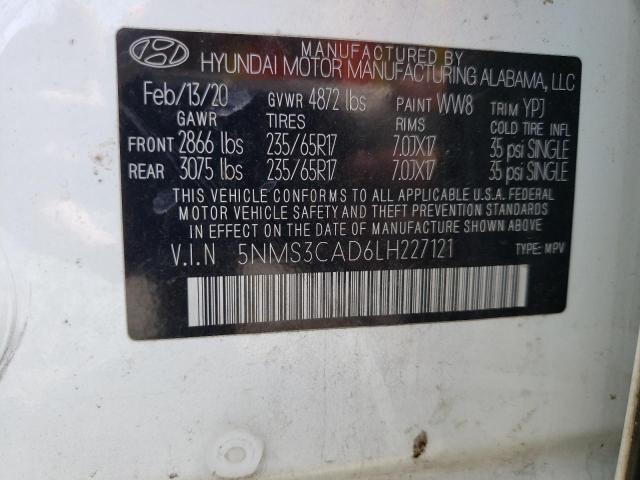 VIN 5NMS3CAD6LH227121 2020 Hyundai Santa Fe, Sel no.12