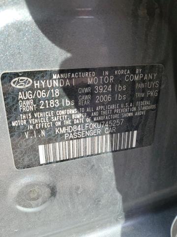 2019 Hyundai Elantra Sel VIN: KMHD84LF0KU745257 Lot: 51898954