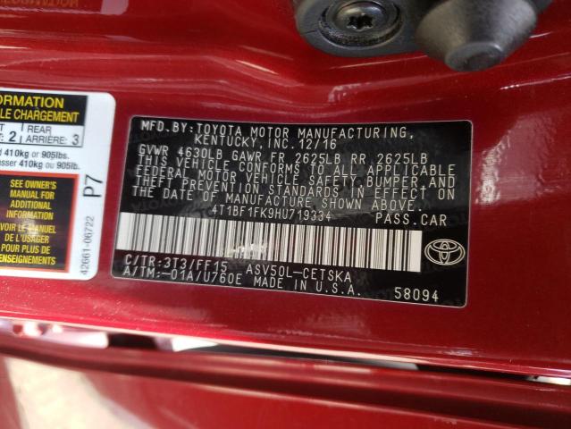 4T1BF1FK9HU719334 2017 TOYOTA CAMRY - Image 12