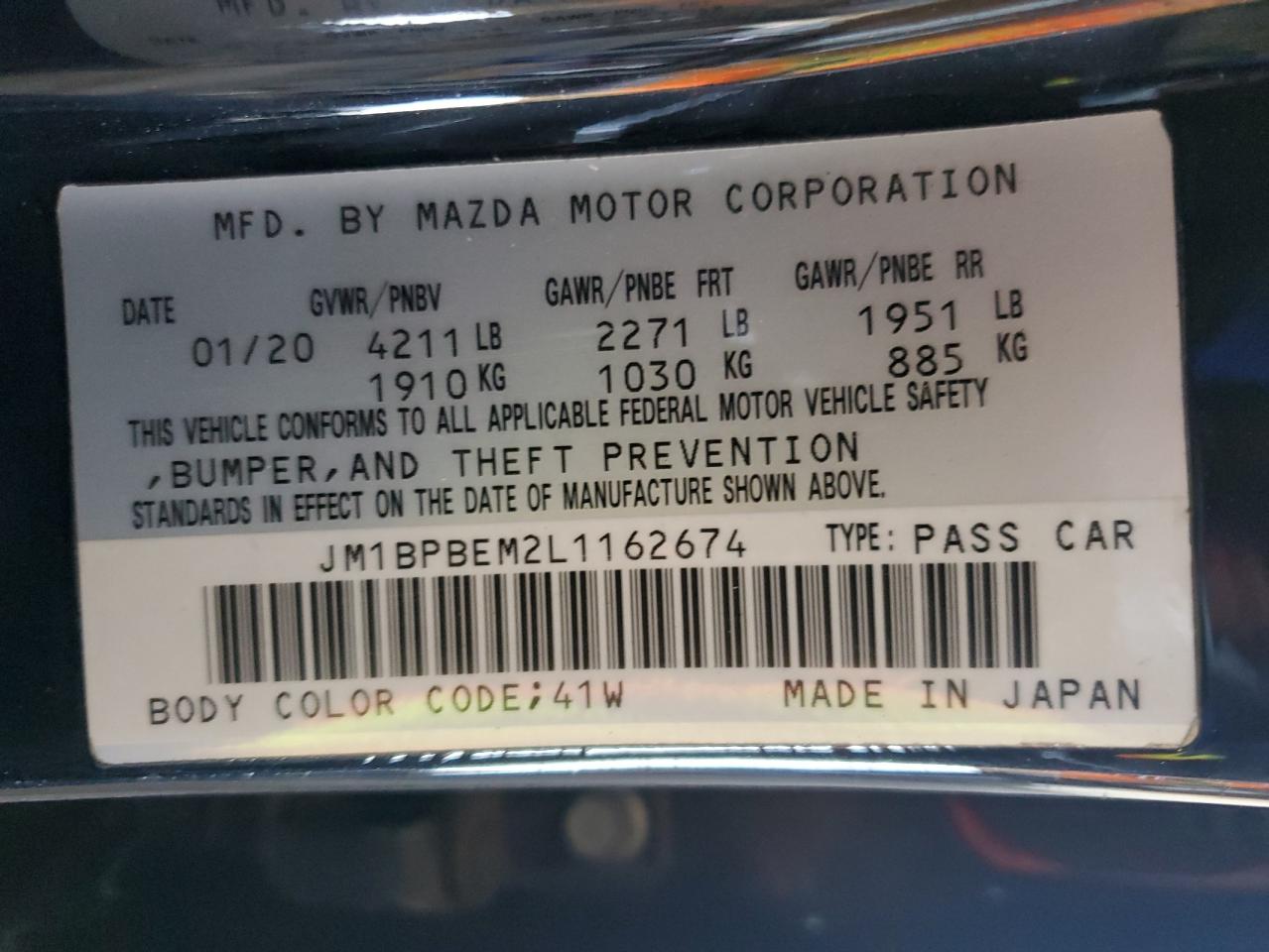 JM1BPBEM2L1162674 2020 Mazda 3 Premium